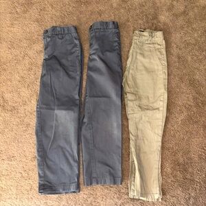 3 Pairs Boys Classic Pants Bundle - Grey and Tan Khakis Size 7